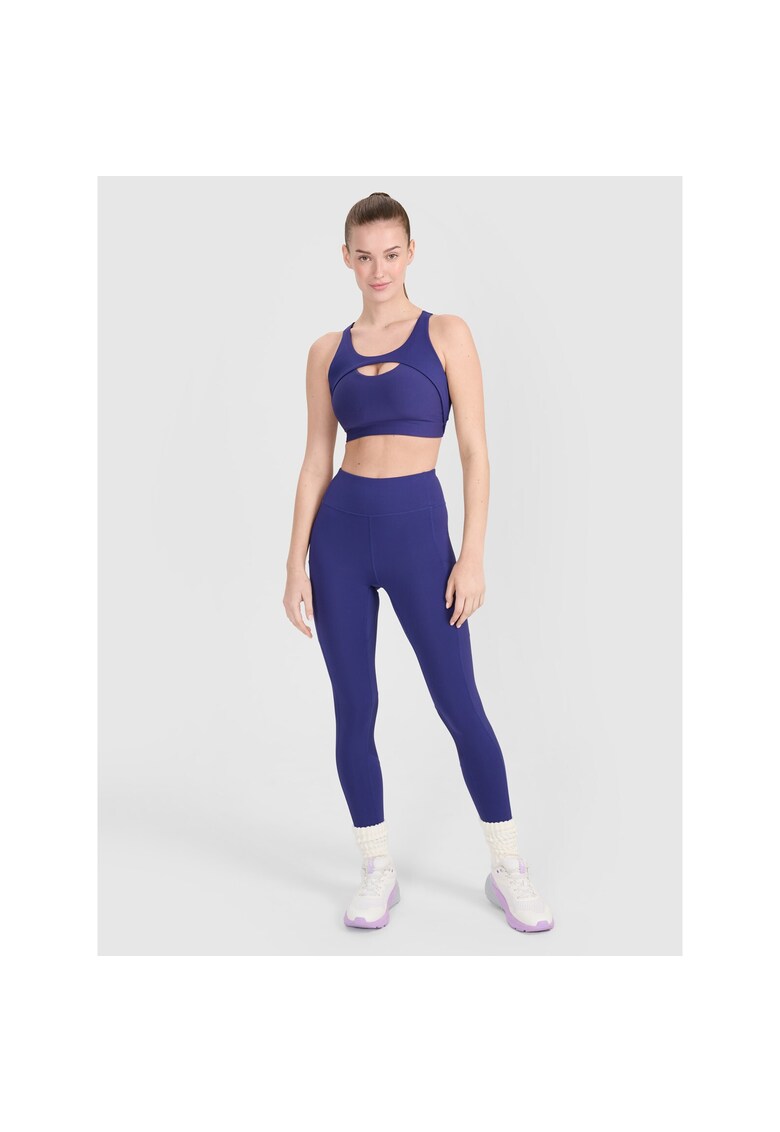 Colanti de antrenament dama - talie inalta - 2 buzunare - sintetic/elastan - bleumarin