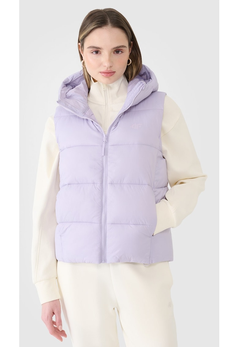 Vesta dama puf sintetic - hidrofoba - gluga integrata - mov -