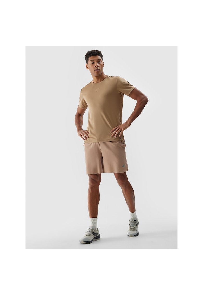 Pantaloni sport barbati - scurti de antrenament - uscare rapida - bej