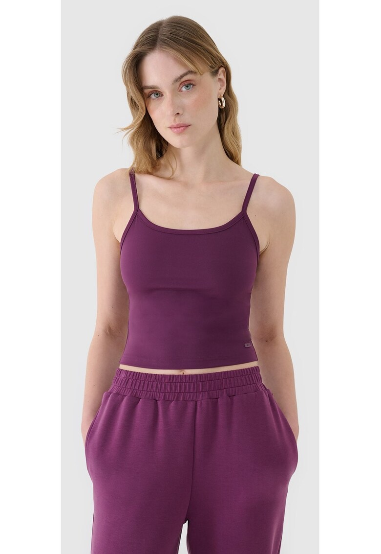 Top Fara Maneci Femei Slim Fit Cropped Sport Casual - Violet - Poliamida Elastan - 220gsm