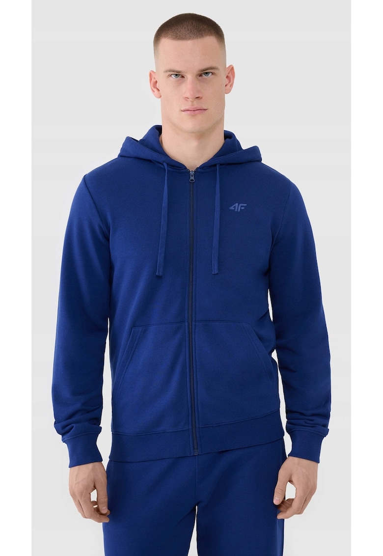 Hanorac barbati bleumarin - fermoar - gluga - bumbac