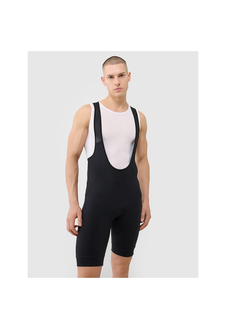 Pantaloni scurti ciclism gel - negru - material sintetic - cu bretele