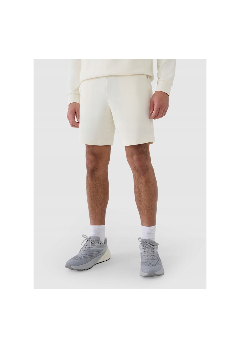 Pantaloni scurti de trening barbati bumbac - croiala normala - bej - fara captuseala