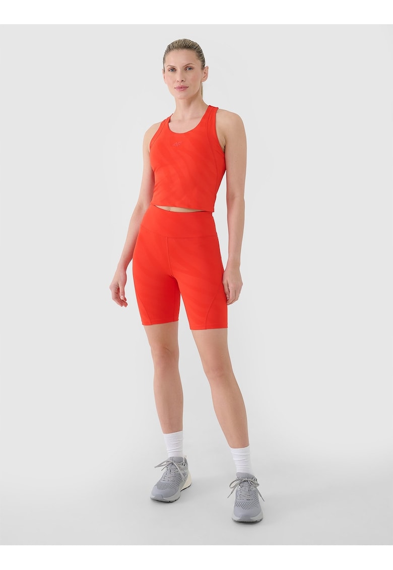 Colanti de antrenament pentru femei talie inalta - croiala mulata - rosii - material sintetic