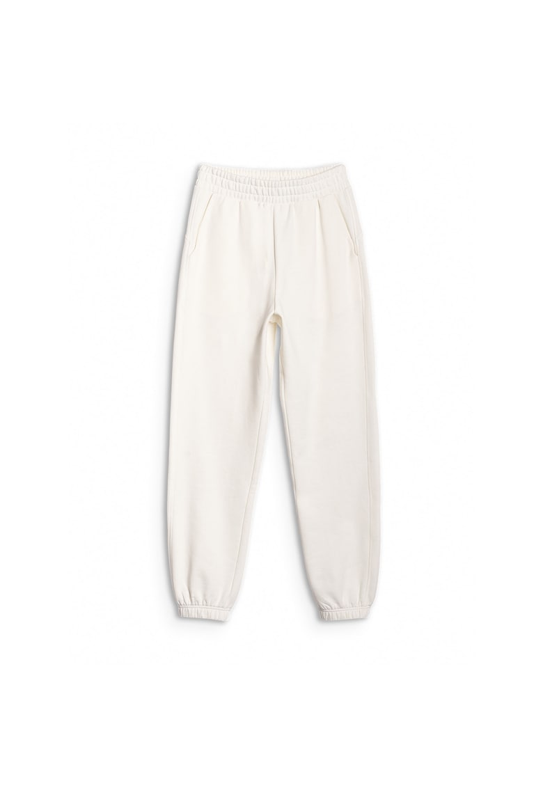 Pantaloni sport dama jogger - alb - bumbac 80% - primavara-vara 2025