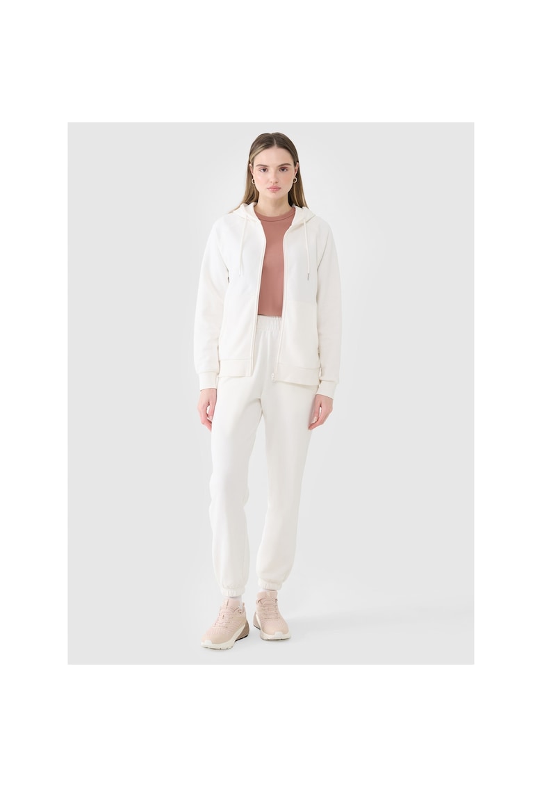 Pantaloni sport dama jogger - alb - bumbac 80% - primavara-vara 2025