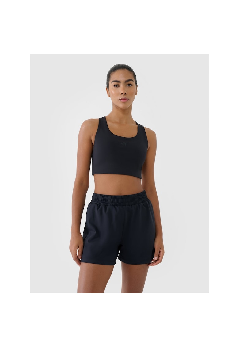 Pantaloni scurti de antrenament - talie inalta - uscare rapida - negru - material sintetic