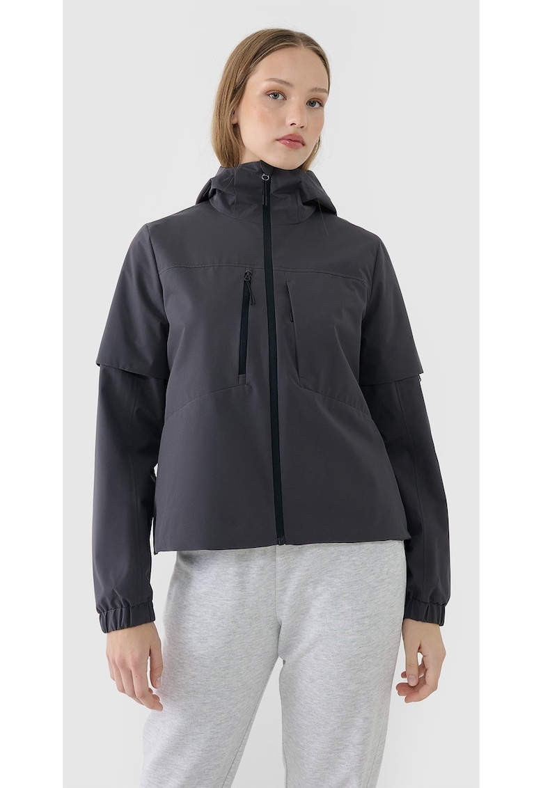 Jacheta de tranzitie gri - membrana NeoDry 5000 - croiala supradimensionata - pentru femei - cu gluga -
