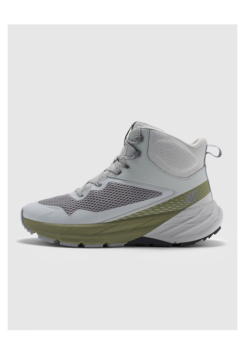 Pantofi trekking barbati plasa - gri/verde