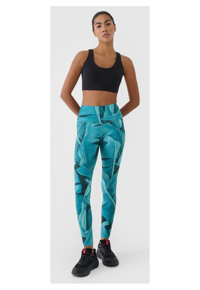 Colanti de antrenament talie inalta - elasticitate - turcoaz - material sintetic