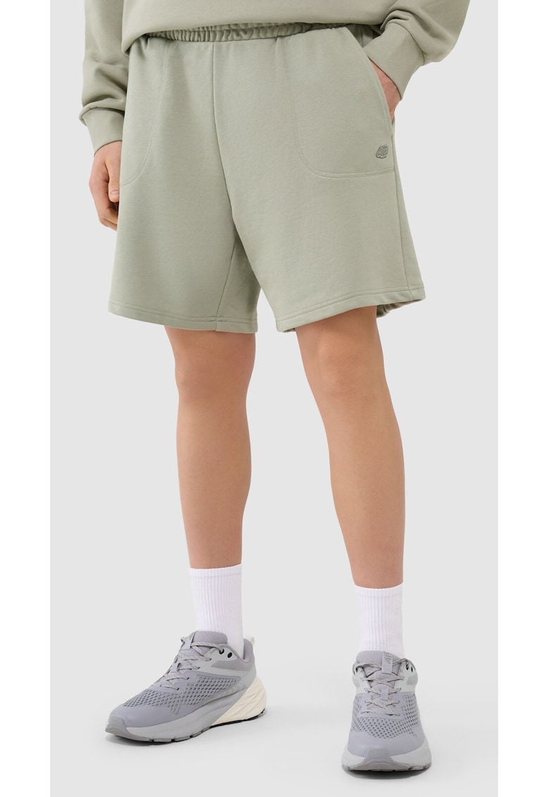 Pantaloni scurti de trening unisex kaki - bumbac