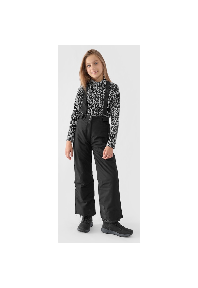 Pantaloni Schi Fete NeoDry Impermeabilitate 8000 Negru Intens AW24 - Marime 122