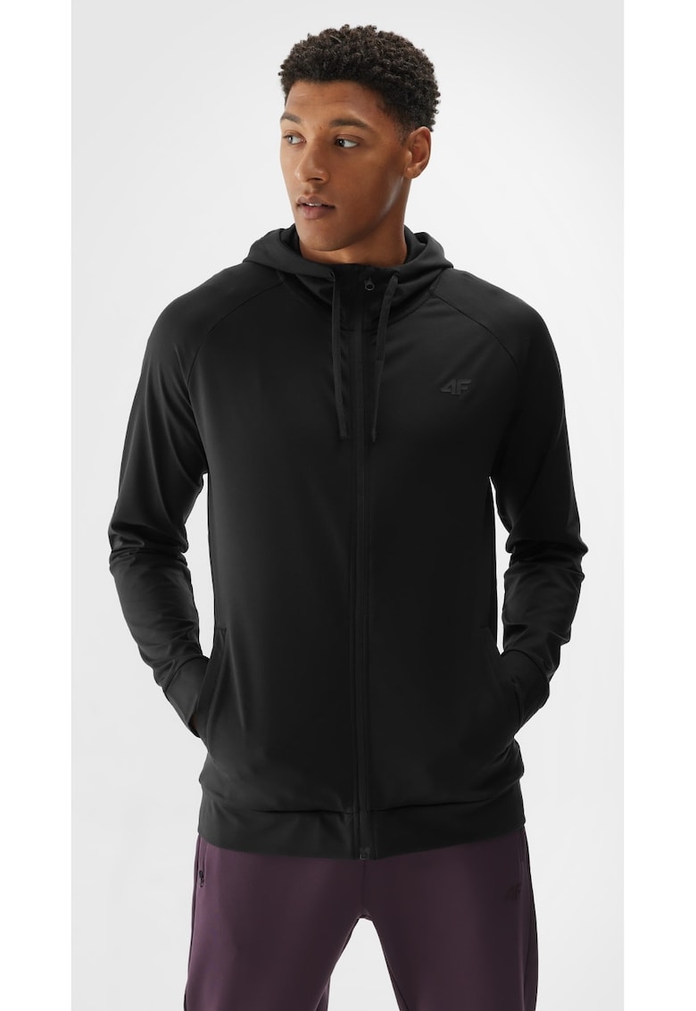 Hanorac Antrenament Barbati Negru - Gluga Reglabila - Uscare Rapida - Confort si Suport - Ideal Zile Racoroase - Marimi S-3XL