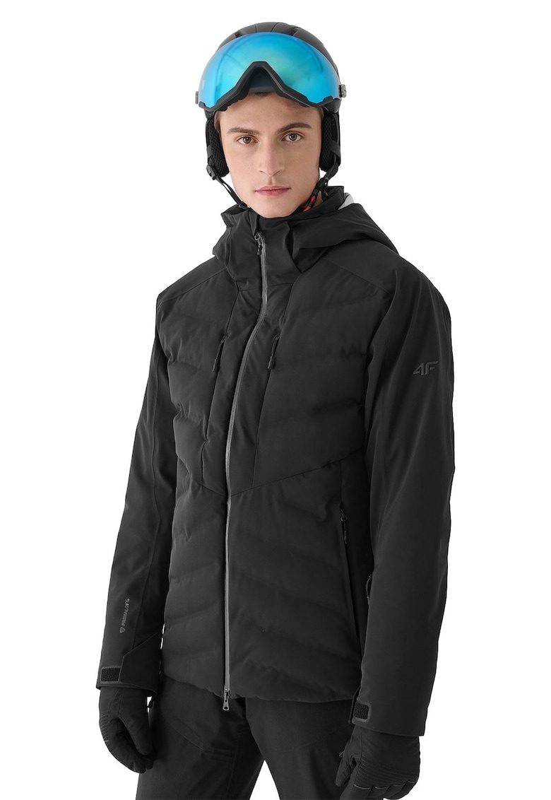 Geaca de schi pentru barbati impermeabila - cu gluga detasabila - neagra - material elastic -