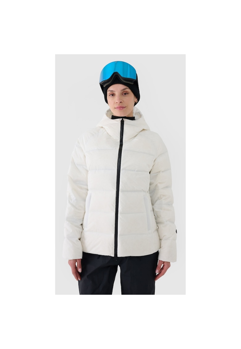 Geaca de iarna pentru femei impermeabila - umplutura naturala - alba - fabricata din material Pertex -