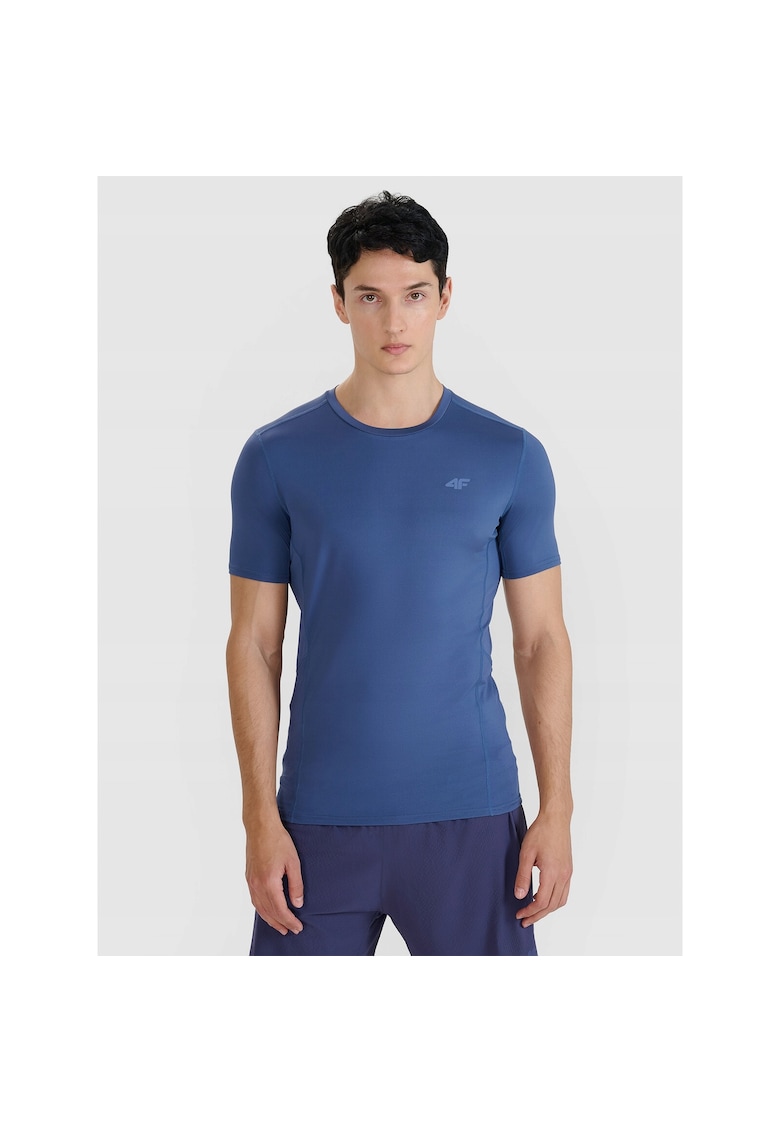 Tricou pentru barbati slim - uscare rapida - albastru marin - material sintetic