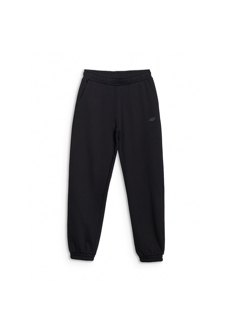 Pantaloni sport pentru fete - negru - bumbac - croiala normala - 2 buzunare
