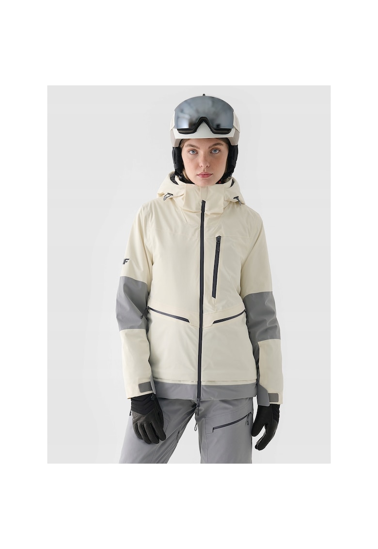 Jacheta ski femei NeoDry 15000 - impermeabila - gluga detasabila - alb - poliester