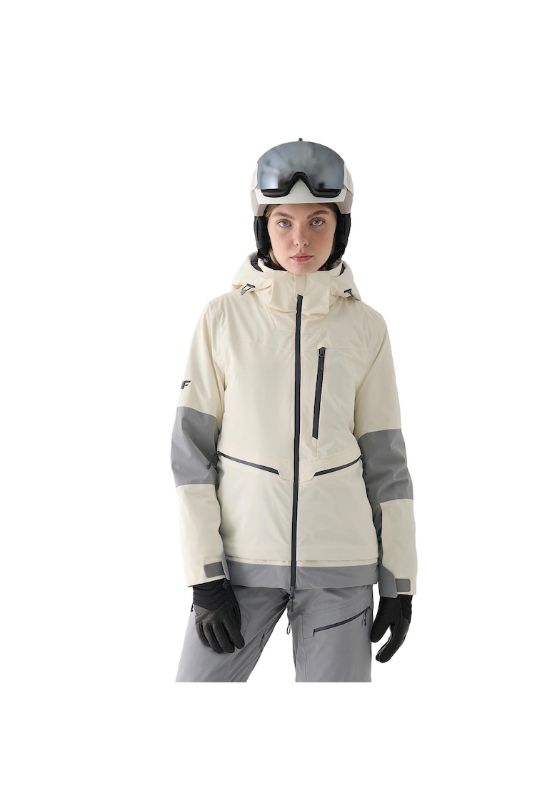 Geaca de Schi Tehnica Femei - Protectie Ridicata - Alb Ecru - NeoDry 15000/10000 - 3M Thinsulate - Ventilatie Reglabila - Gluga Detasabila - Zile RecI - Marimi XS-XXL