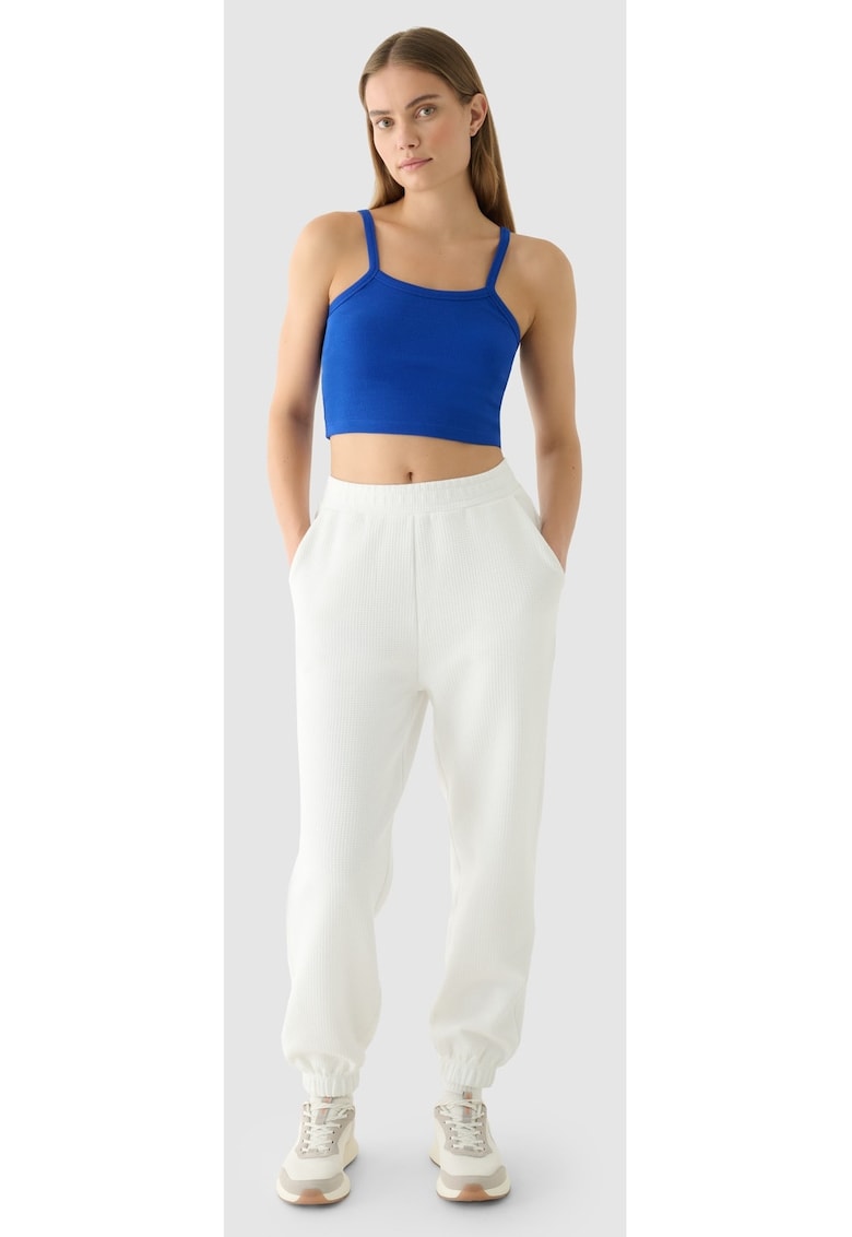 Pantaloni Casual Dame SPORTSTYLE Alb Ecru - Confort Regular - Bumbac Moale si Durabil - Buzunare Laterale - Marimi XS-XXL