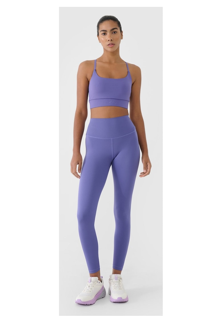 Colanti de antrenament talie inalta - slim - mov - material reciclat