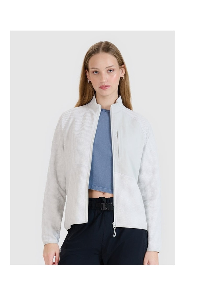 Hanorac dama cu fermoar - gri - bumbac/poliester - croiala normala