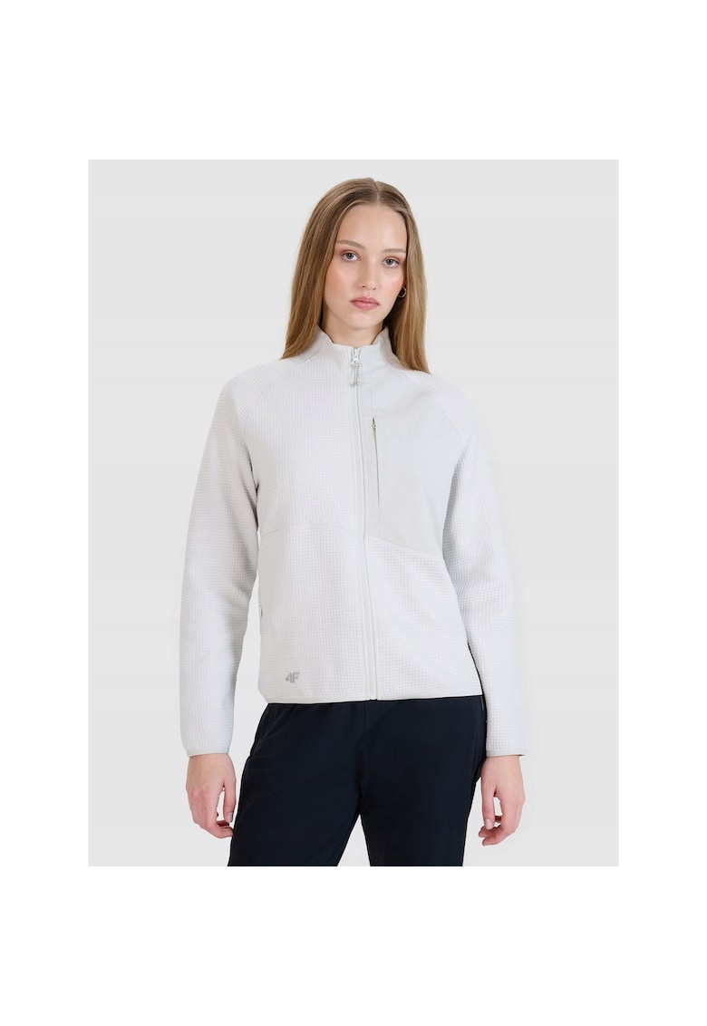 Bluza Dama Gri Deschis - Bumbac Poliester - Maneci Raglan - Buzunare Fermuar - Sportstyle - Modele Diverse XS-XL