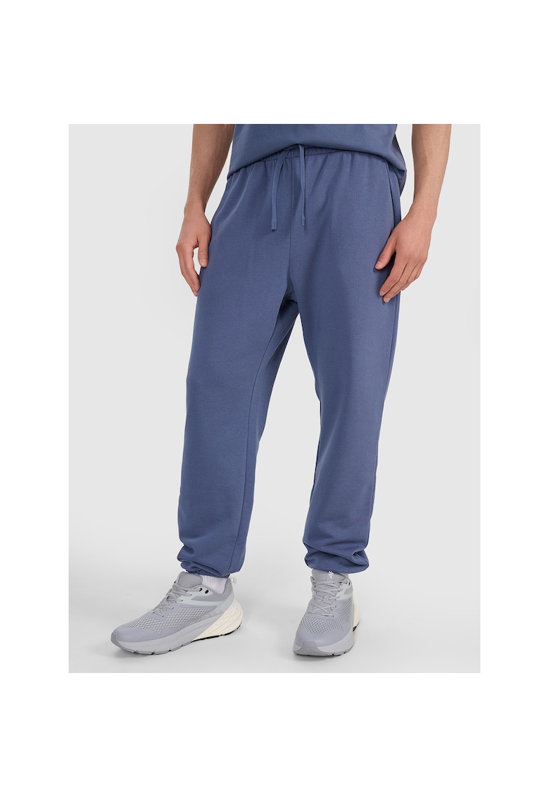 Pantaloni sport albastri - bumbac/poliester - croiala normala - fara captuseala