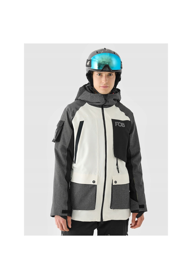 Jacheta sport barbati WAW24TTJAM511-11S - 4F - Poliester - Alb/Negru