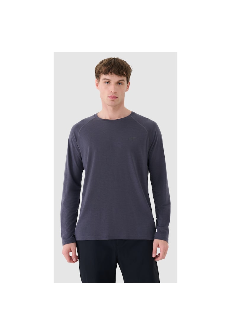 Bluza de trekking maneca lunga - gri inchis - lana merino