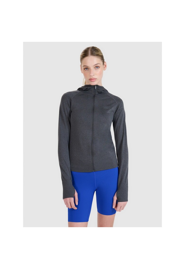 Hanorac sport dama alergare montana - gluga - fermoar - gri - material sintetic