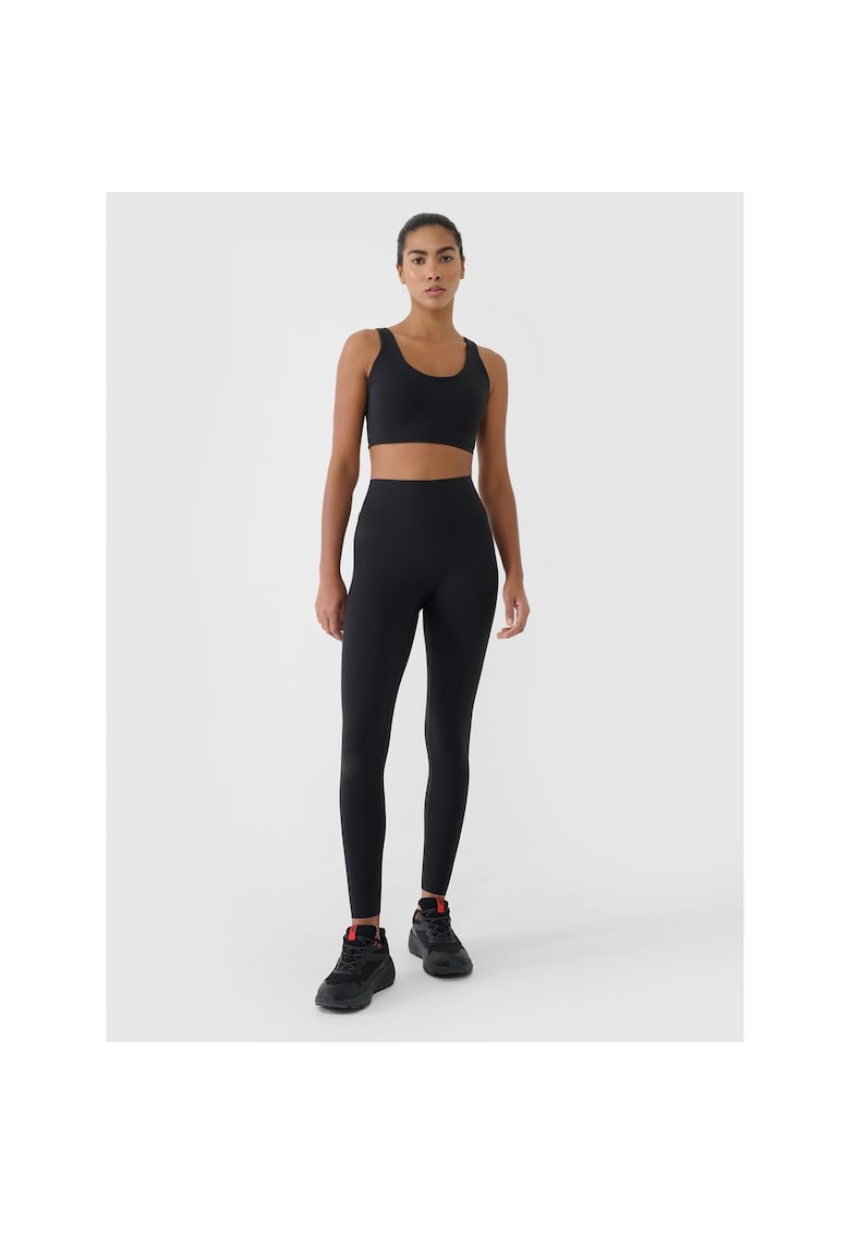 Colanti Fitness Femei Negru - Tehnologie 4FDry - Talia Inalta - Material Usor cu Elastan - Croiala Slim - Antrenament Multi Active