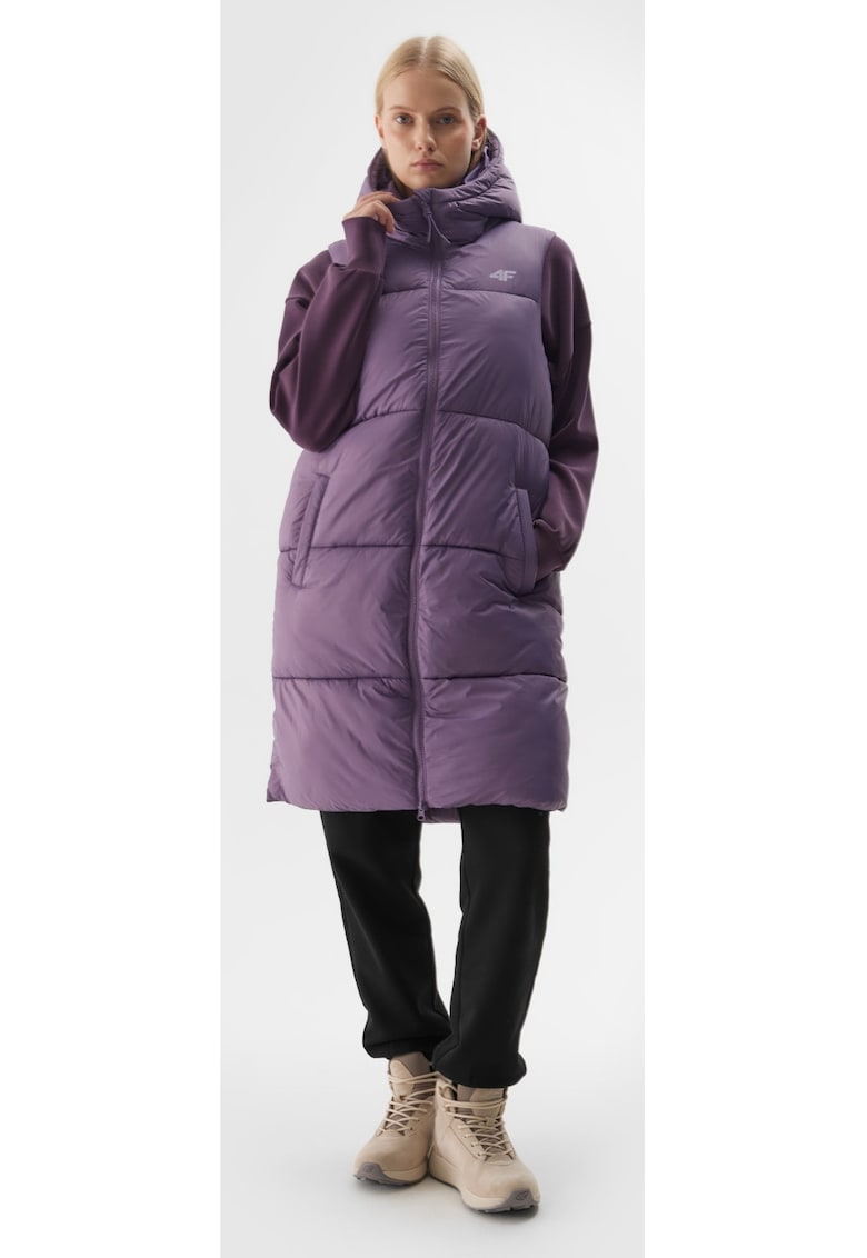 Vesta Lunga Matlasata pentru Femei cu Umplutura Sintetica si Impregnare Hidrofoba - Violet Inchis - Sportstyle Sezon AW24