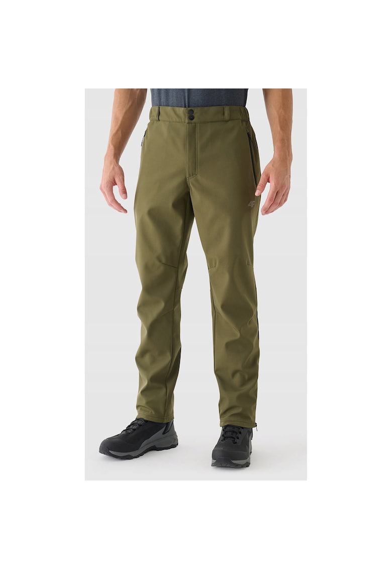 Pantaloni de trekking pentru barbati softshell - impermeabili - kaki