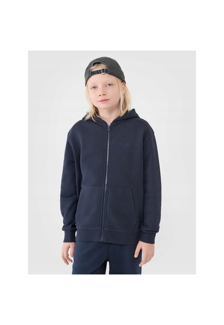 Hanorac pentru baieti - Bumbac/Poliester - Cu fermoar - Bleumarin