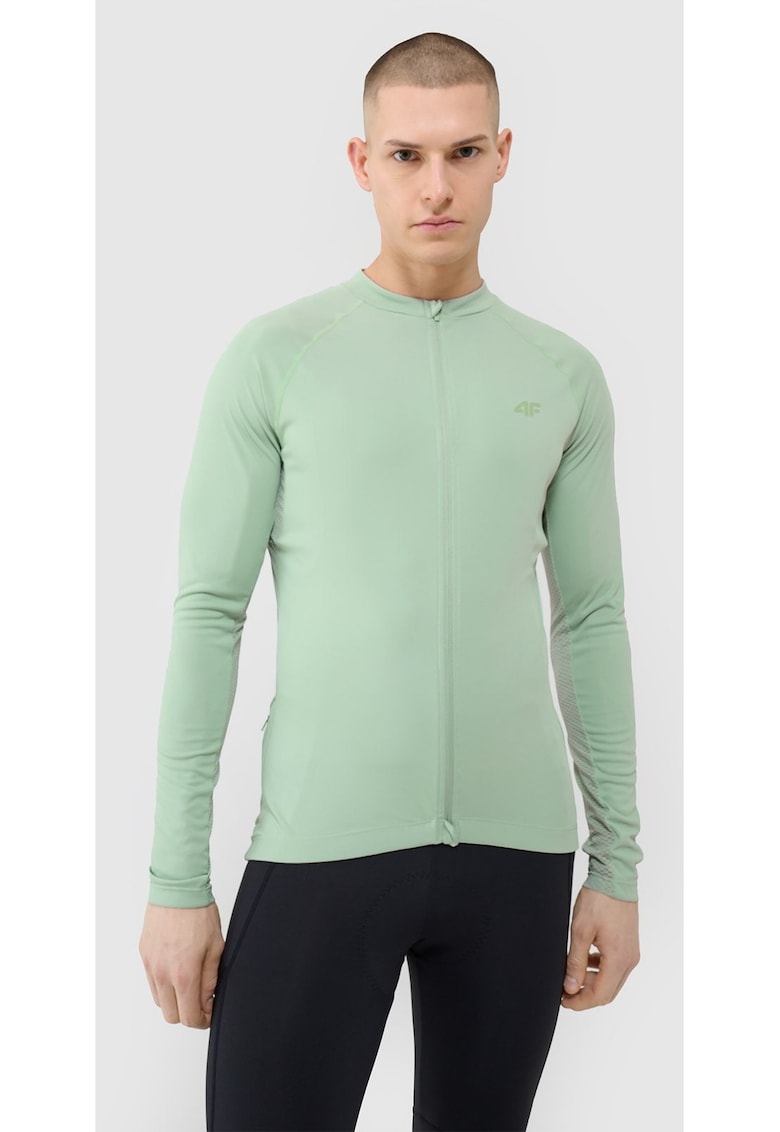 Tricou Ciclism Barbati Maneci Lungi Verde Pastel Poliester Tehnologie 4FDry Reflectorizanta XS-XXL