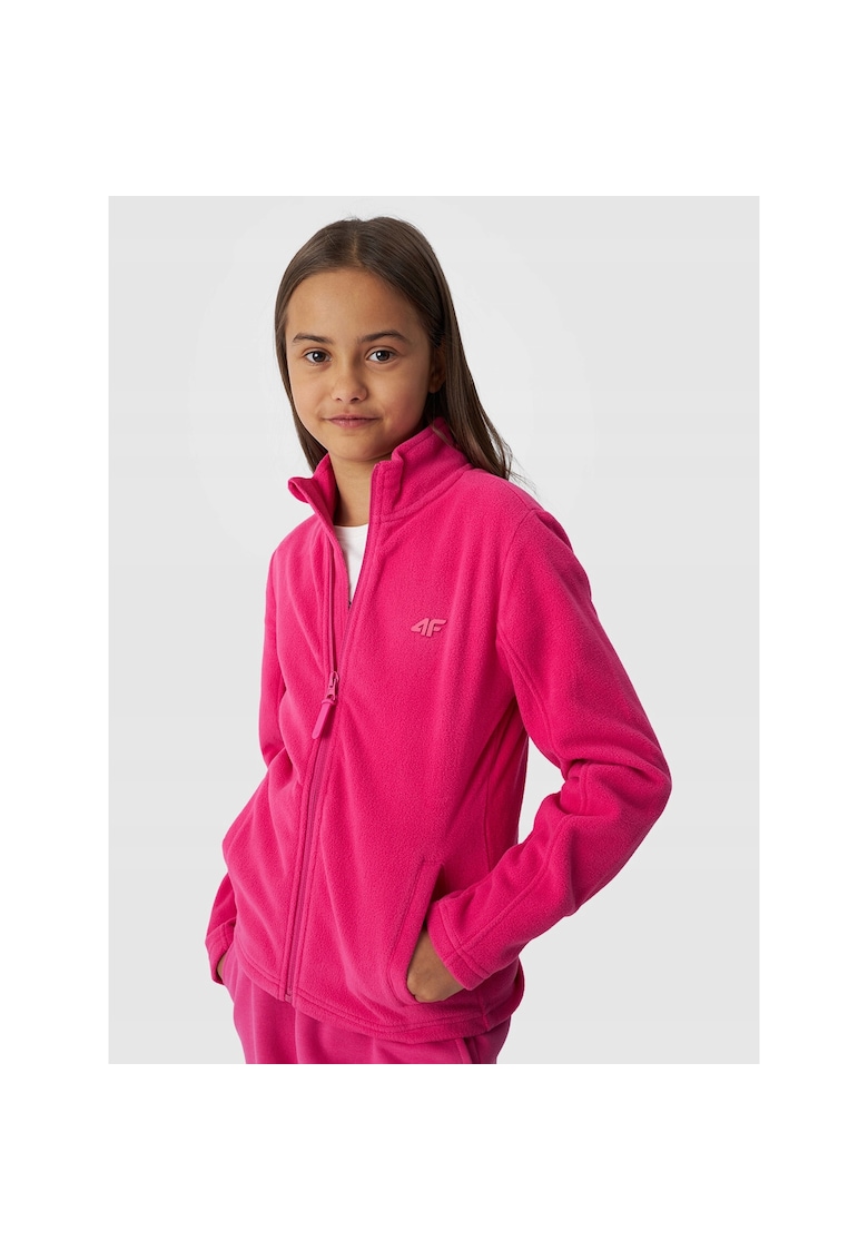 Hanorac polar copii fleece - roz - slim fit - guler inalt