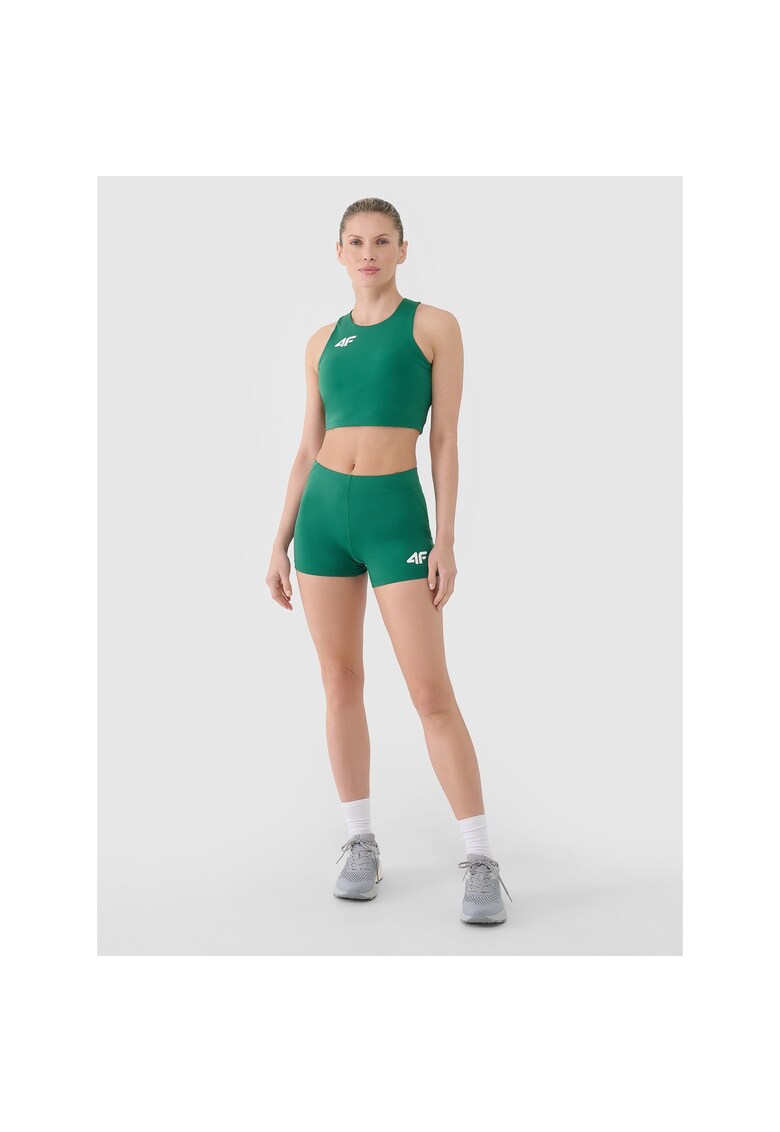 Pantaloni scurti sport pentru femei - antrenament - elastici - talie reglabila - verde - material sintetic -