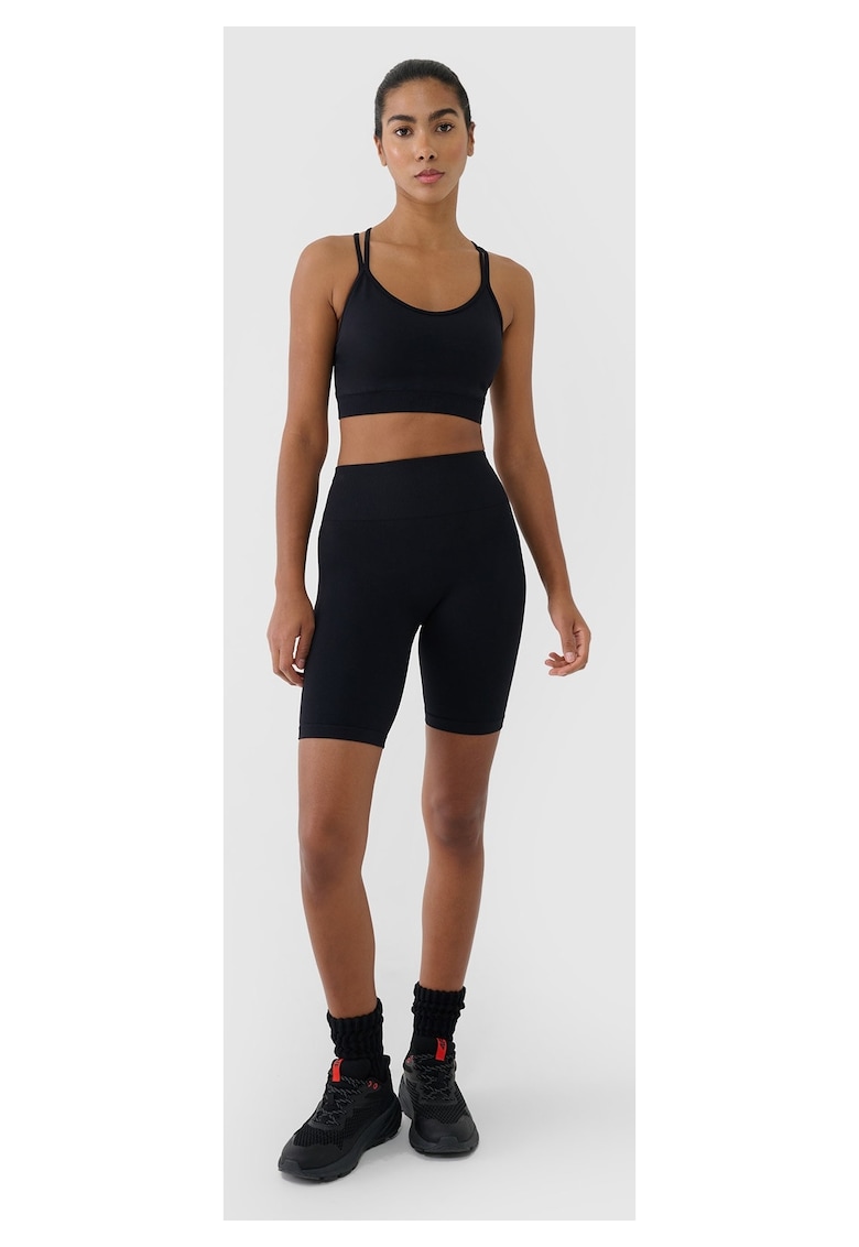 Colanti scurti de antrenament talie inalta - elasticitate - negru - material sintetic