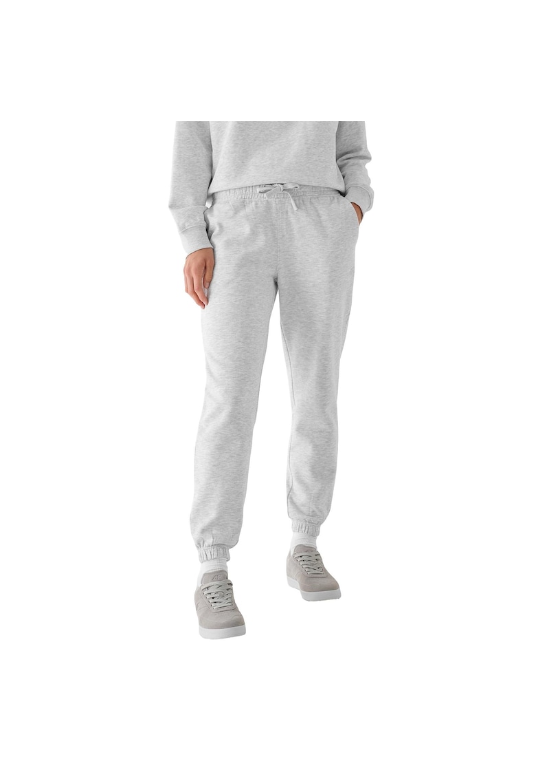 Pantaloni Jogger Femei Gri Deschis - Casual - Confortabili - Elastic - Bumbac 78% - Polyester 20% -