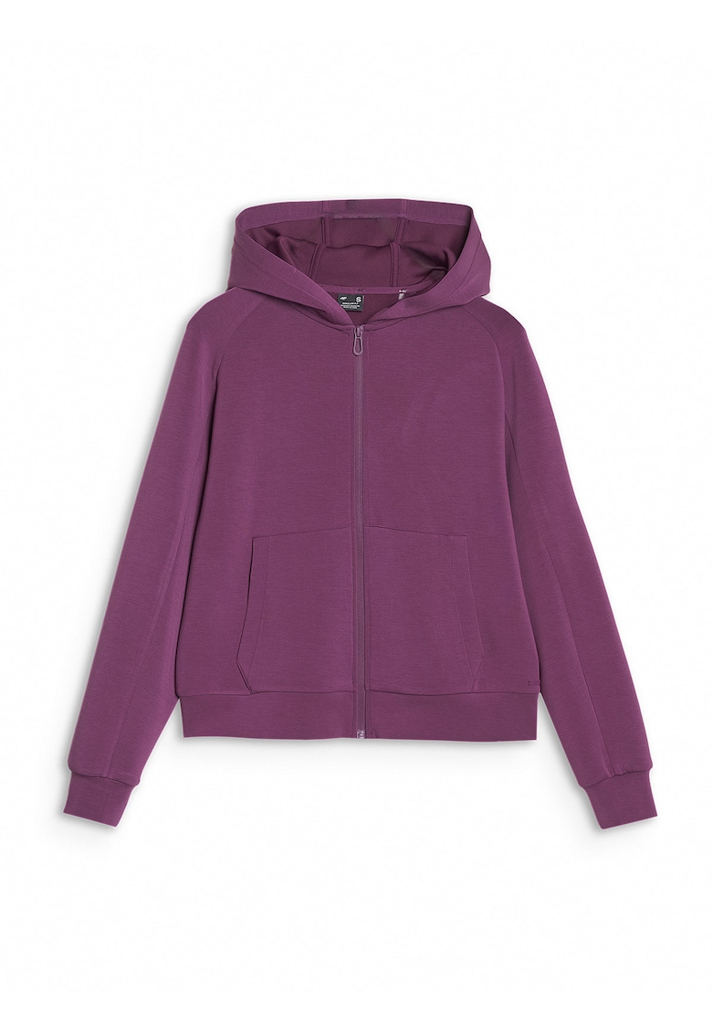 Hanorac Casual pentru Femei cu Gluga si Fermoar - Tricot Interlock - Violet inchis - Sportstyle - Modal Comfort - XS-XXL