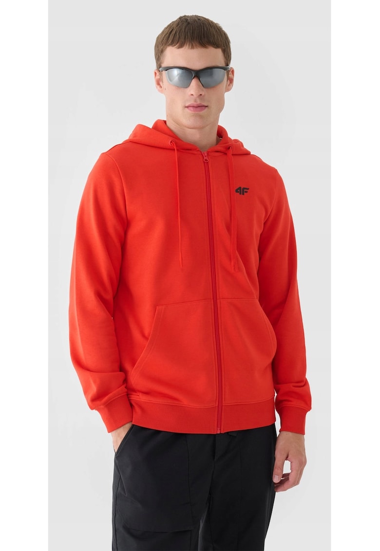 Hanorac Barbati cu Gluga si Fermoar - Regular Fit - Trening Sport 300gsm - Rosu - Bumbac 80%
