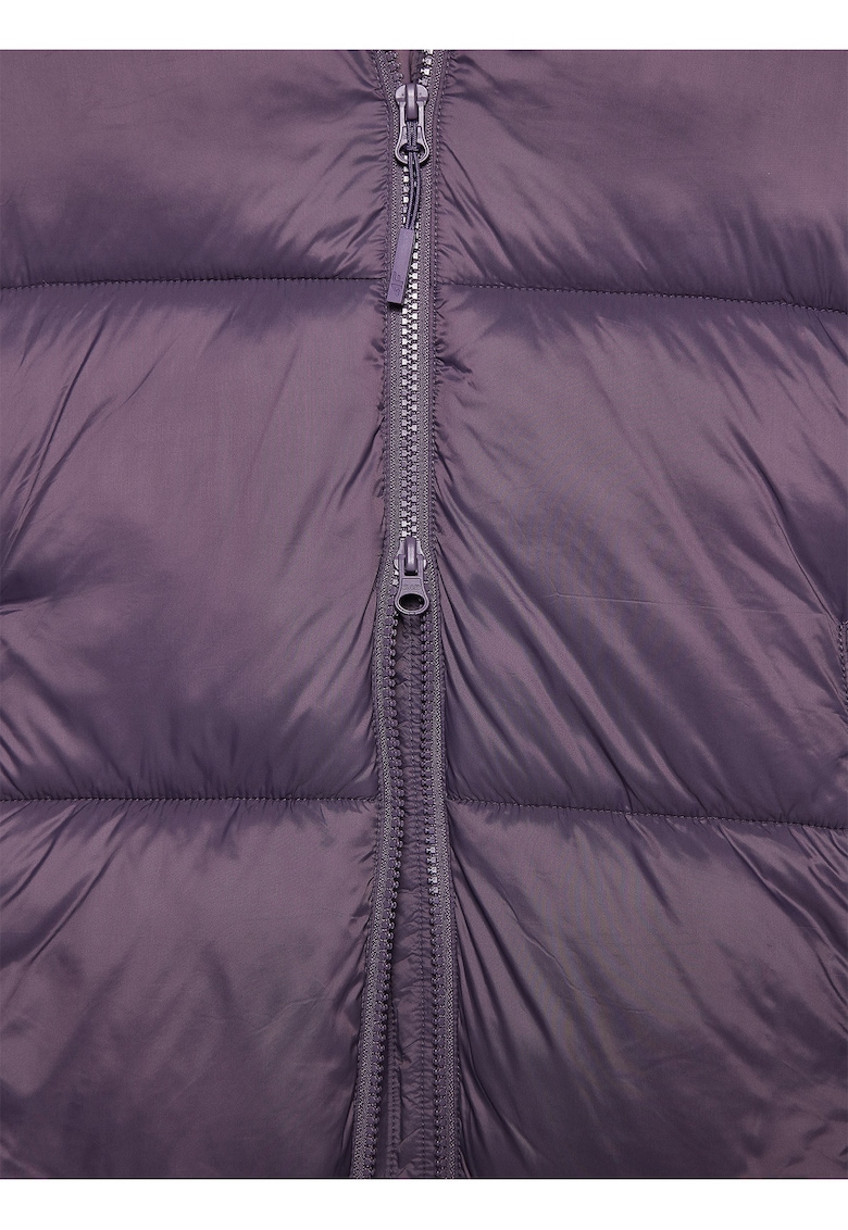 Palton lung din puf sintetic violet - impermeabil