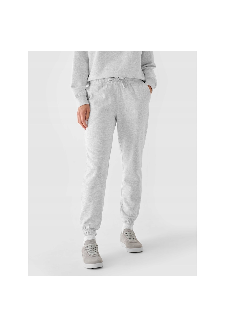 Pantaloni sport dama - Gri deschis - Bumbac/Poliester -