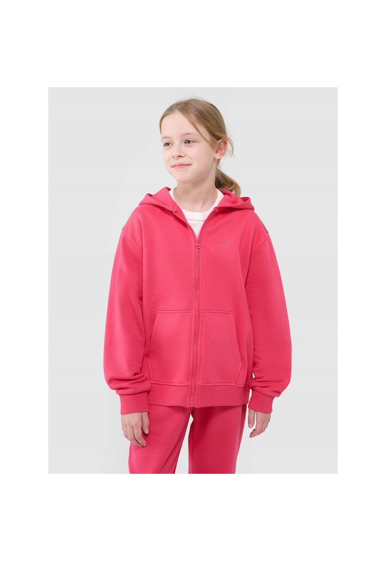 Hanorac fete - Bumbac/Poliester - Cu fermoar - Roz