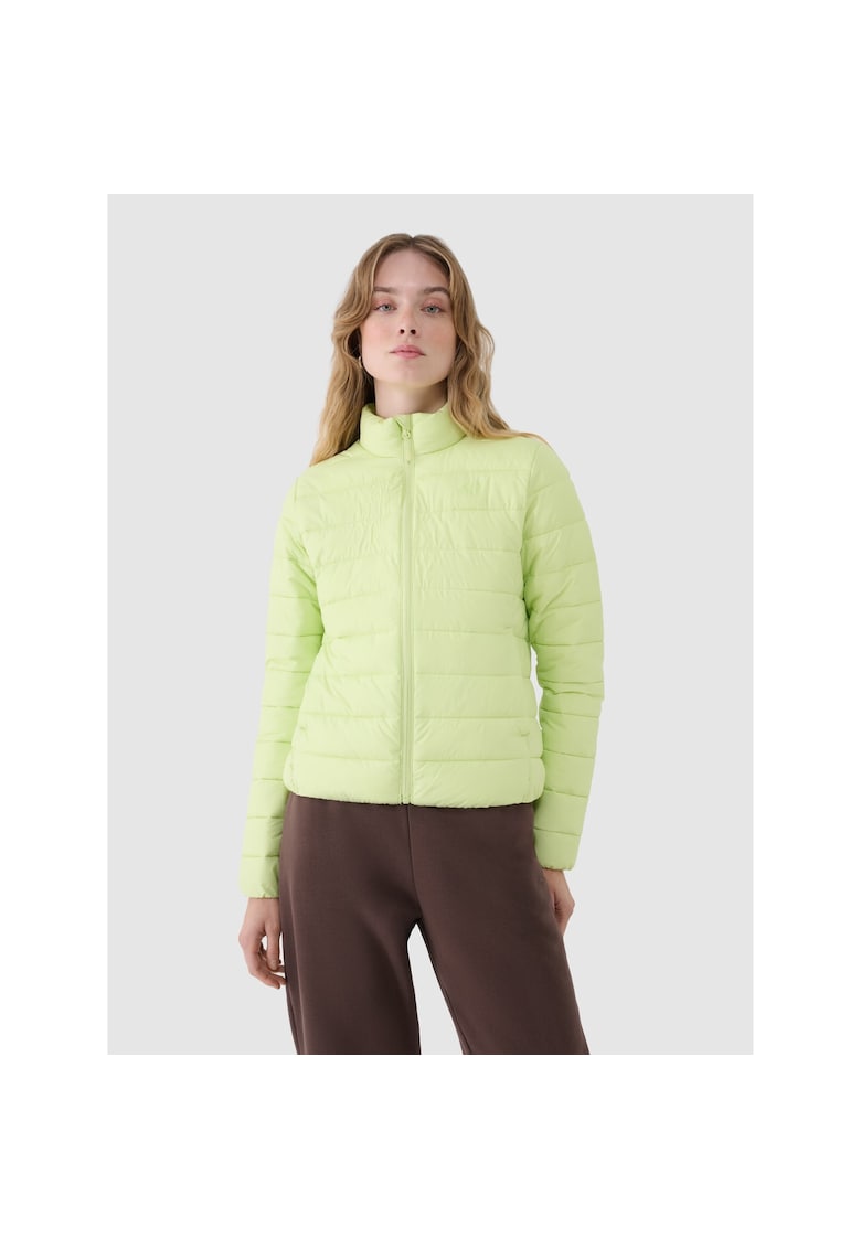 Geaca puf femei impermeabila - verde lucios - slim fit - matlasare orizontala - marimi XS-XXL - sportstyle SS25