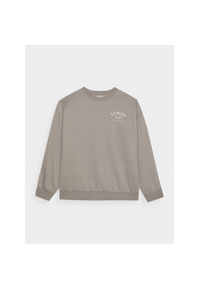 Hanorac Oversize Fete Gri Deschis Junior - 122 - Sportstyle - Inscriptie Fata ""League Our Team Our Victory"" - Bumbac 80% - AW24