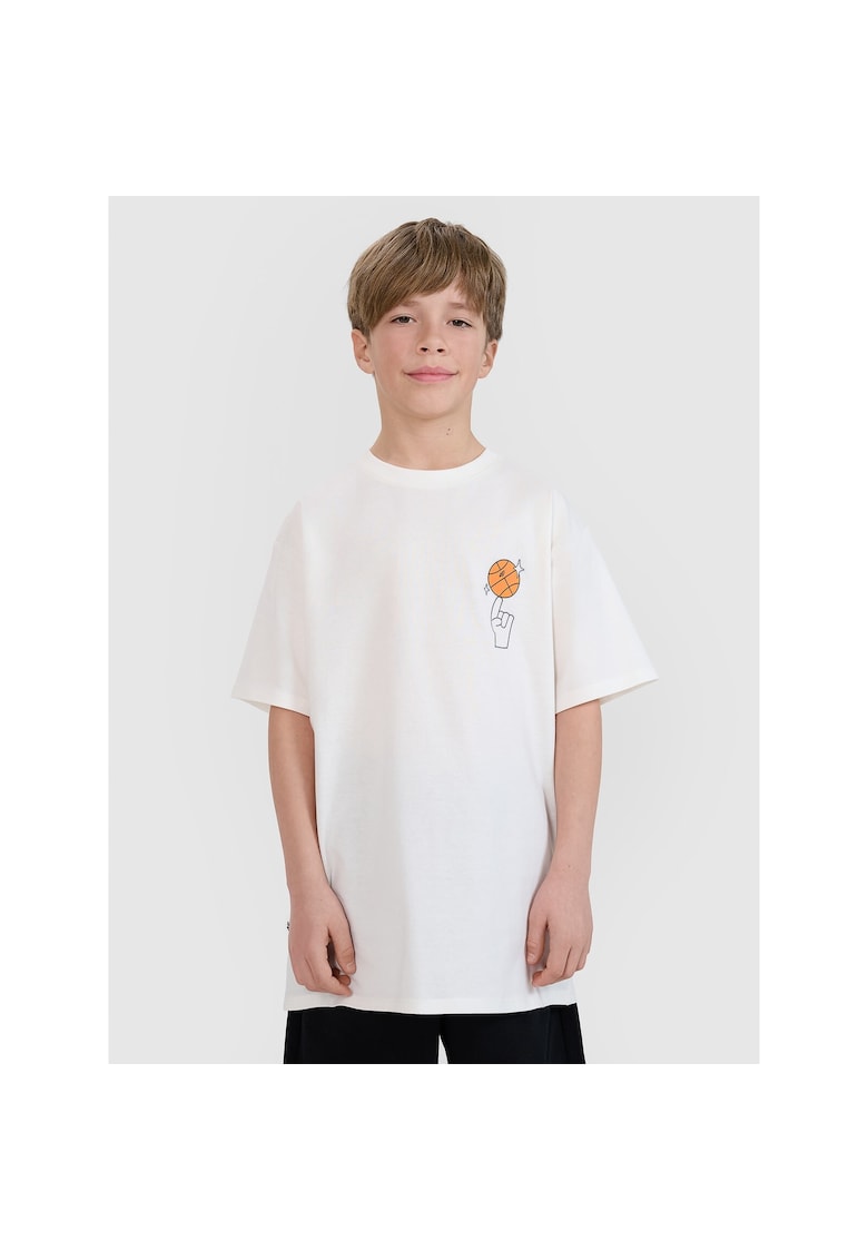 Tricou baieti JRSS25TTSHM2639-11S - 4F - Bumbac - Alb
