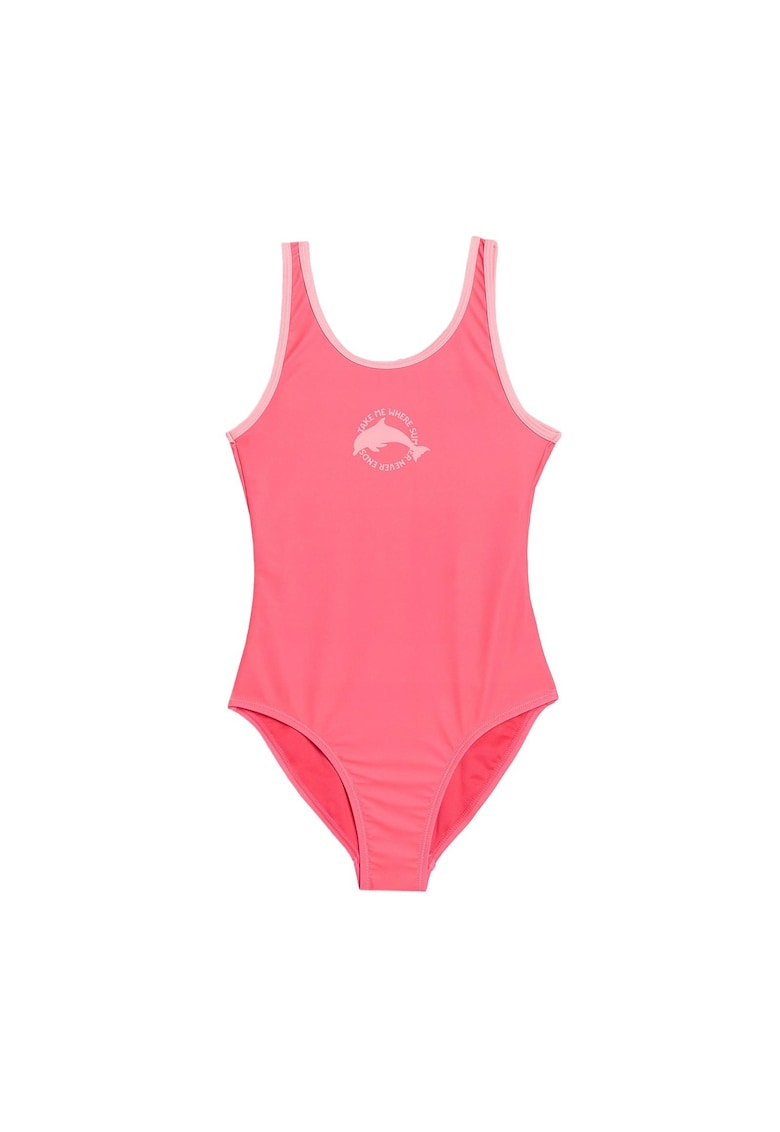 Costum de baie intreg pentru fete - coral - material elastic -