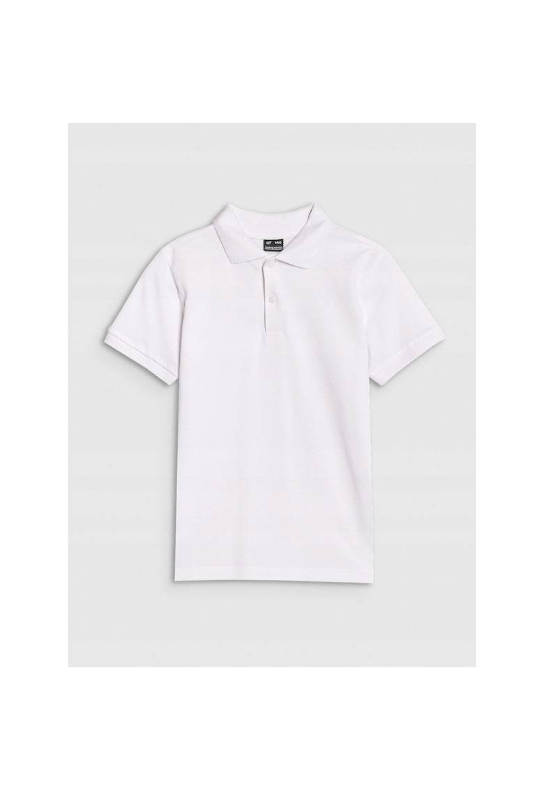 Tricou polo unisex bumbac - croiala normala - guler clasic cu nasturi - alb -